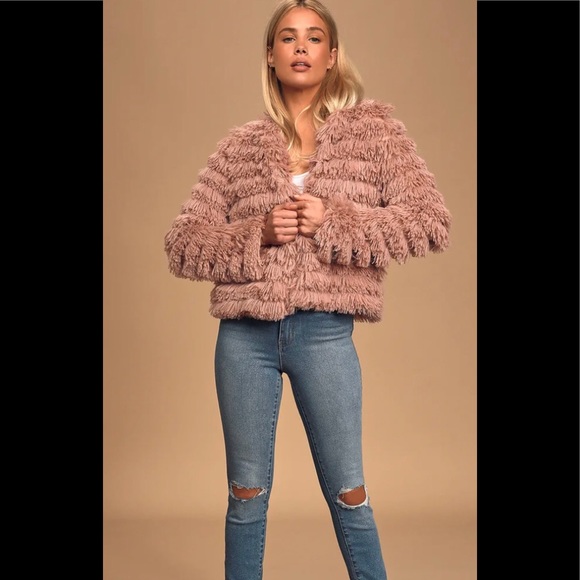 Prism mauve faux fur fringe jacket. - Picture 2 of 3